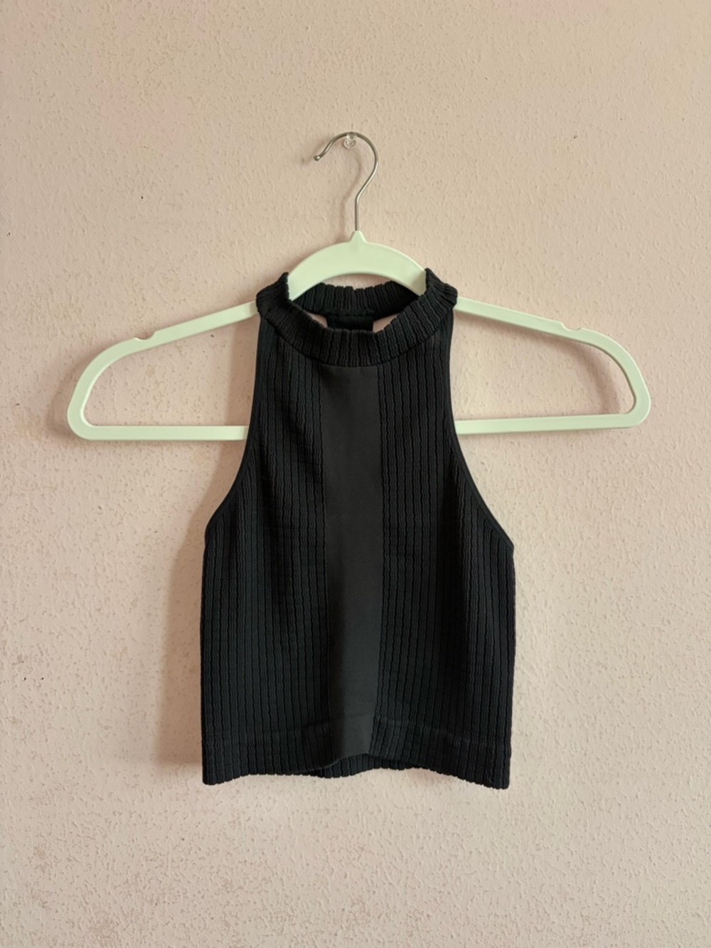 Intimately by Free People High Halter Boho Chic Chunky Vertical Ribbed Crop Tank